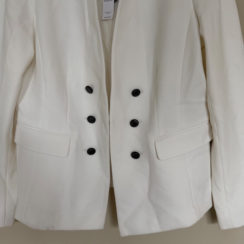 White House Black Market White Textured Blazer 16 Hook & Eye Closure Office NWT - Picture 4 of 8